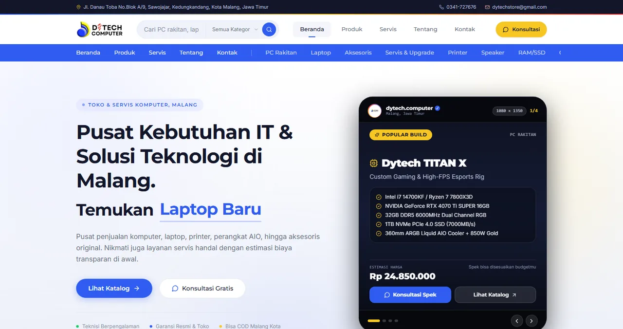 Dytech Computer website screenshot