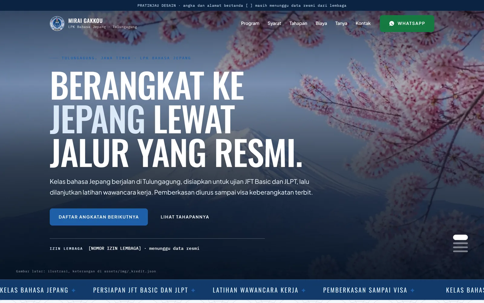 Mirai Gakkou Tulungagung website screenshot